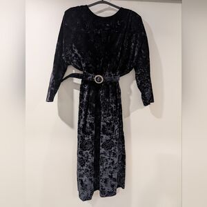 Black Velvet Belted Dress